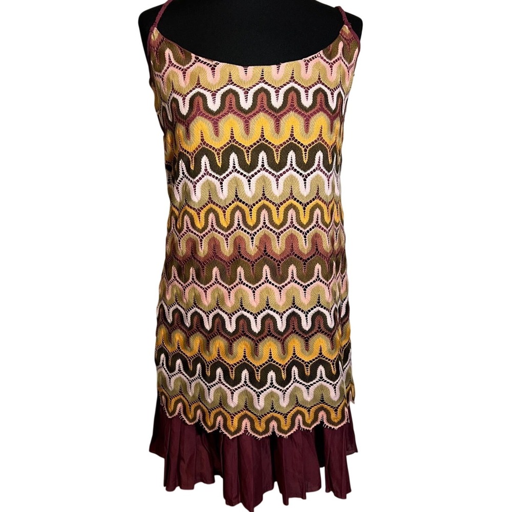 MISS SIXTY Collection Vintage Y2K Chevron Crochet Mini Dress, Women's Size Small